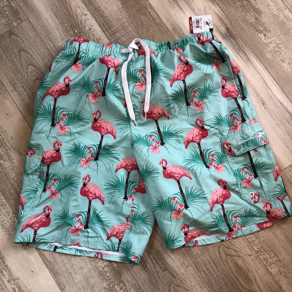 Fun flamingo swim shorts! Lg